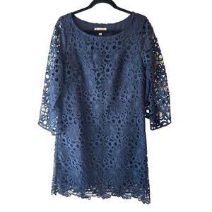 Nanette Lepore Eyelet flare sleeve shift dress sz 8 floral wedding guest party S